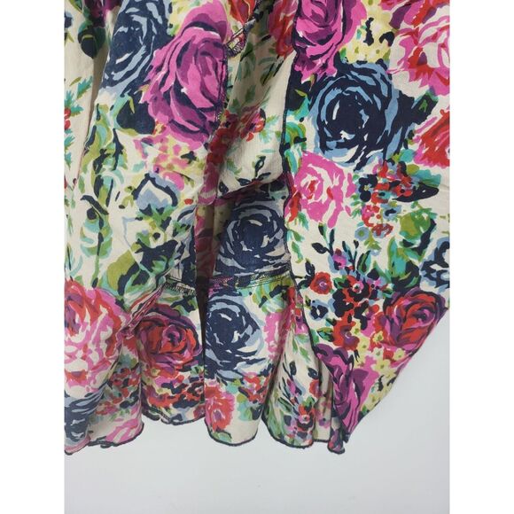 Fire Los Angelas Mini Dress S Womens Multicolor Floral Sleeveless Ruffled Midi - Picture 4 of 9